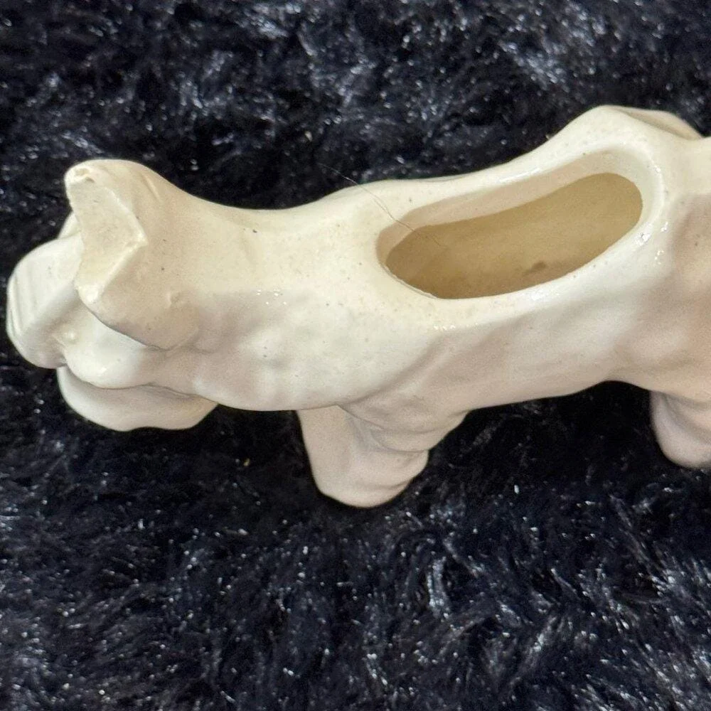 Mid‎ Century White Ceramic Donkey Burro Small Planter Figurine